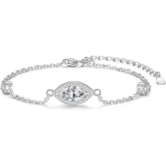 925 Silver Cremation Ashes Bracelet Women Oval Opal Cubic Zirconia Heart Rose Go - Picture 1 of 7